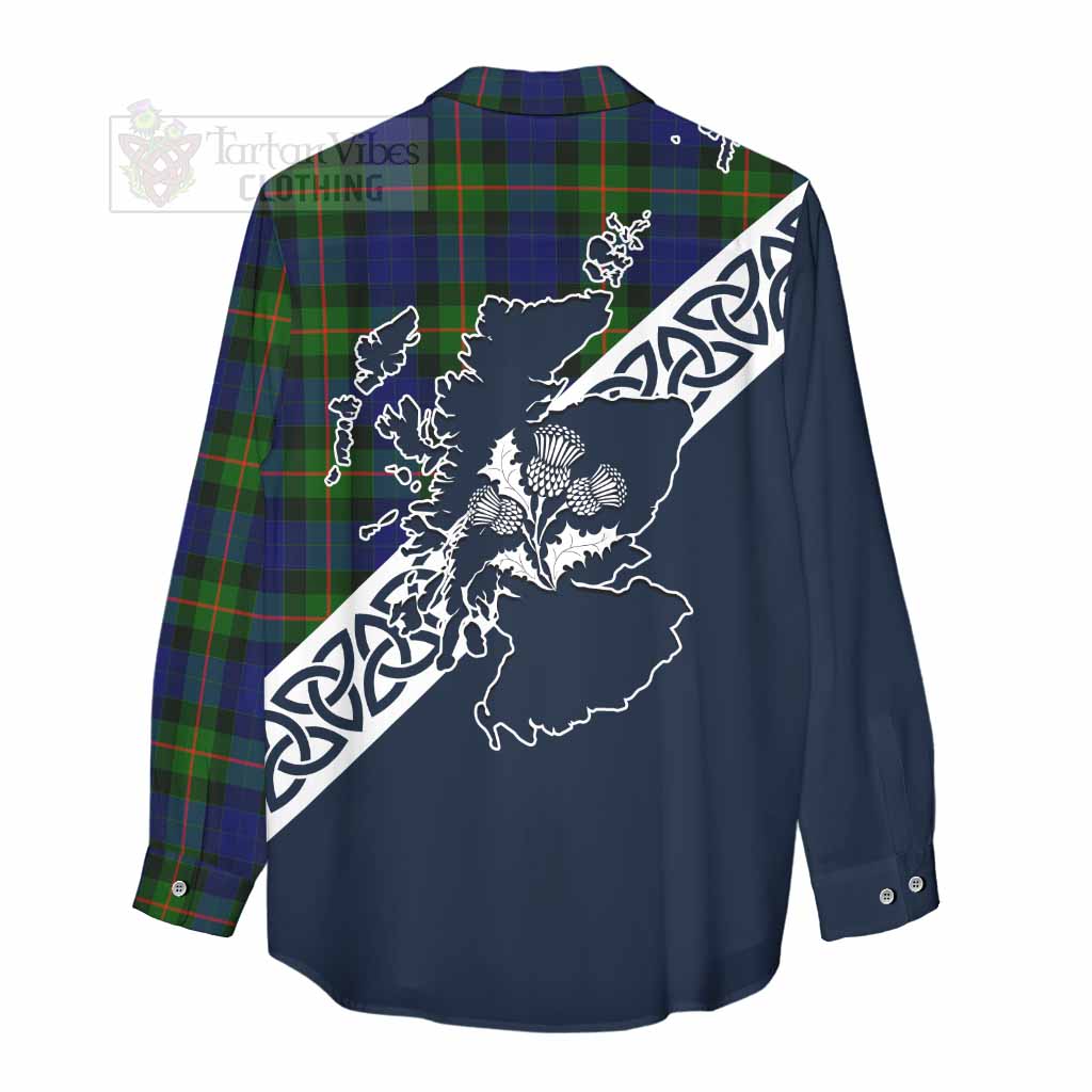 Jamieson Tartan Women's Casual Shirt Featuring Thistle and Scotland Map - Tartan Vibes Clothing