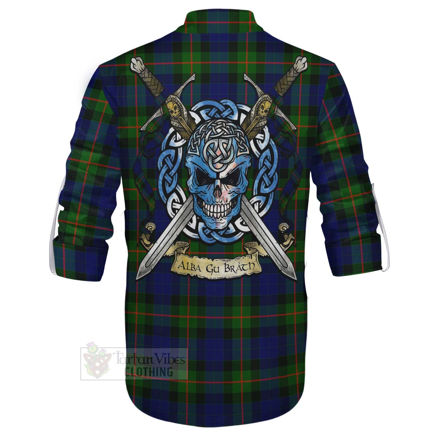 Jamieson Tartan Ghillie Kilt Shirt with Family Crest Celtic Skull Style - Tartan Vibes Clothing