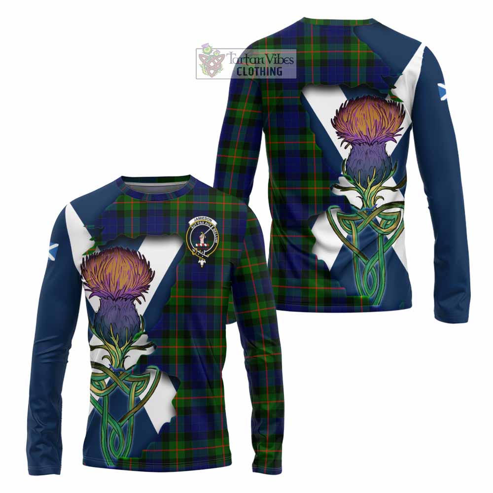 Jamieson Tartan Family Crest Long Sleeve T-Shirt Scottish Thistle Celtic Inspired - Tartan Vibes Clothing