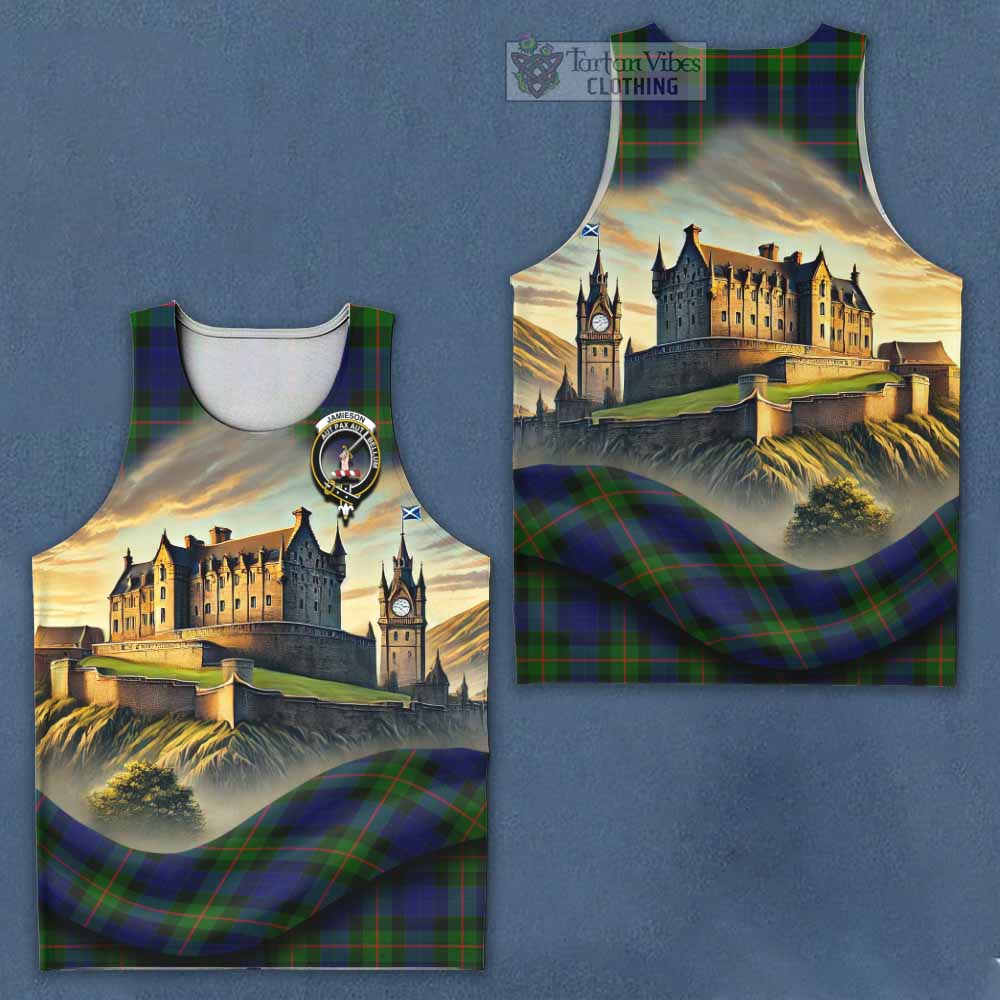 Jamieson Tartan Family Crest Men's Tank Top with Scottish Ancient Castle Style - Tartan Vibes Clothing