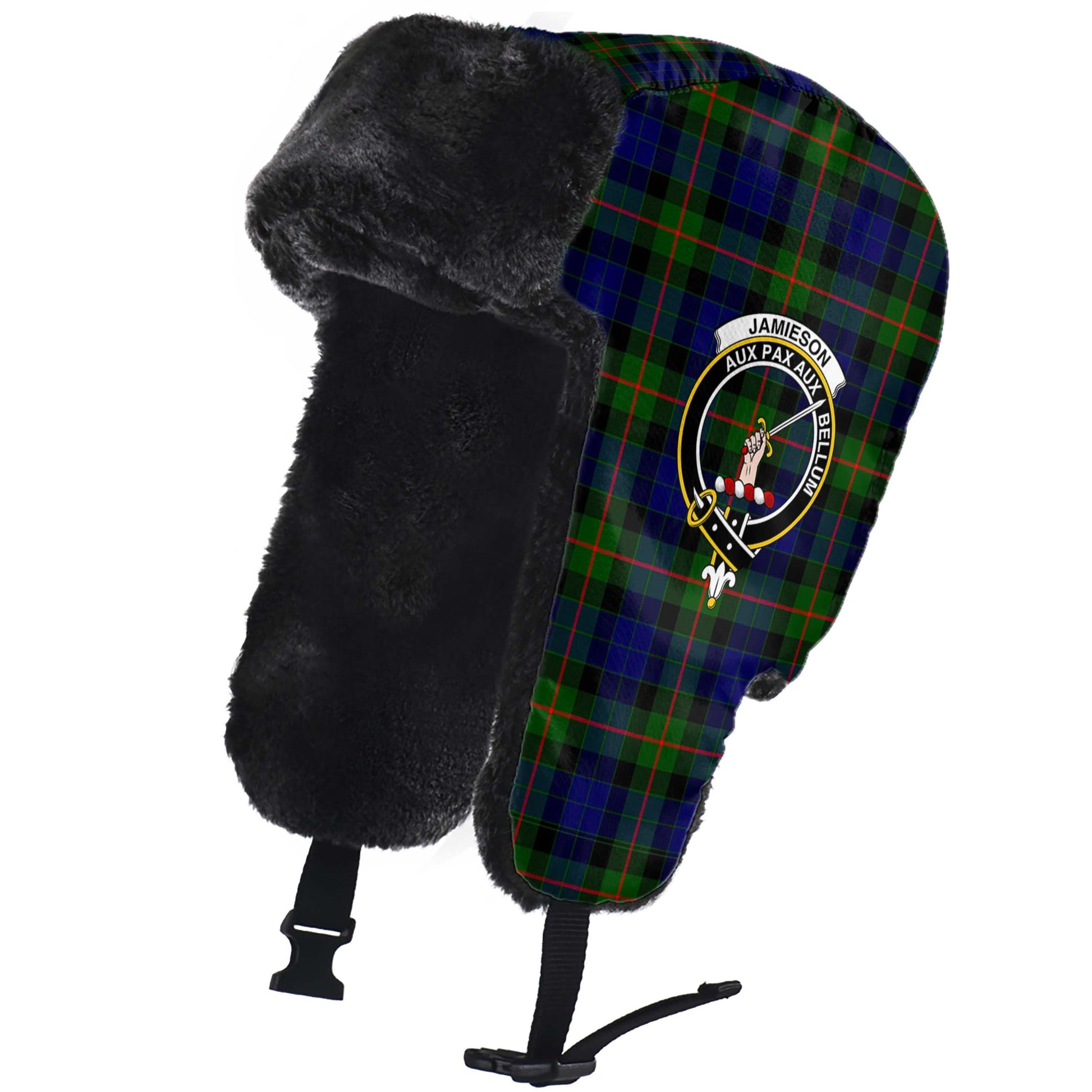 Jamieson Tartan Winter Trapper Hat with Family Crest - Tartan Vibes Clothing