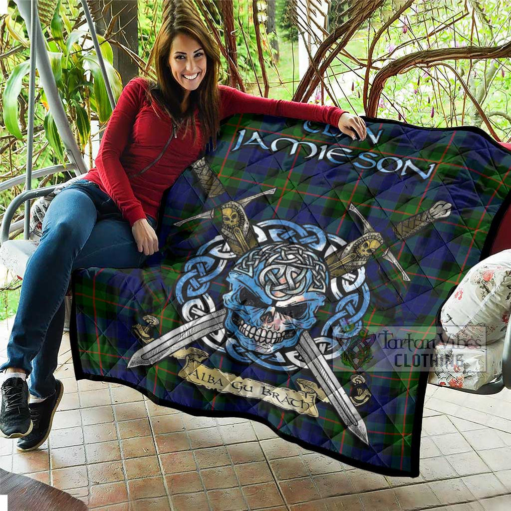 Jamieson Tartan Quilt with Celtic Skull Alba Gu Brath Style - Tartan Vibes Clothing