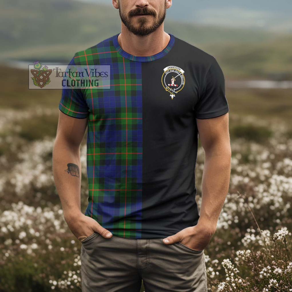 Jamieson Tartan T-Shirt with Family Crest and Half Of Me Style - Tartanvibesclothing Shop