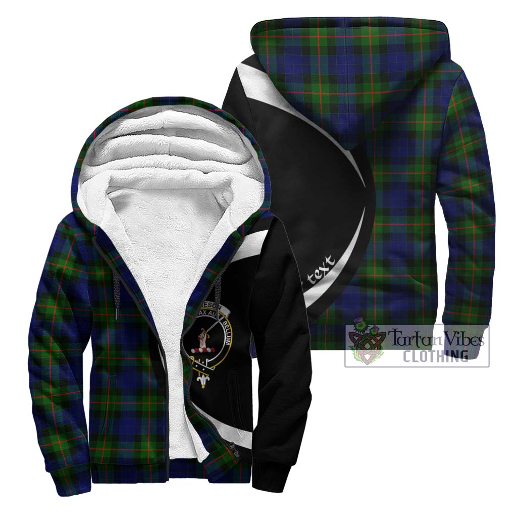 Jamieson Tartan Sherpa Hoodie with Family Crest Circle Style Unisex - Tartan Vibes Clothing