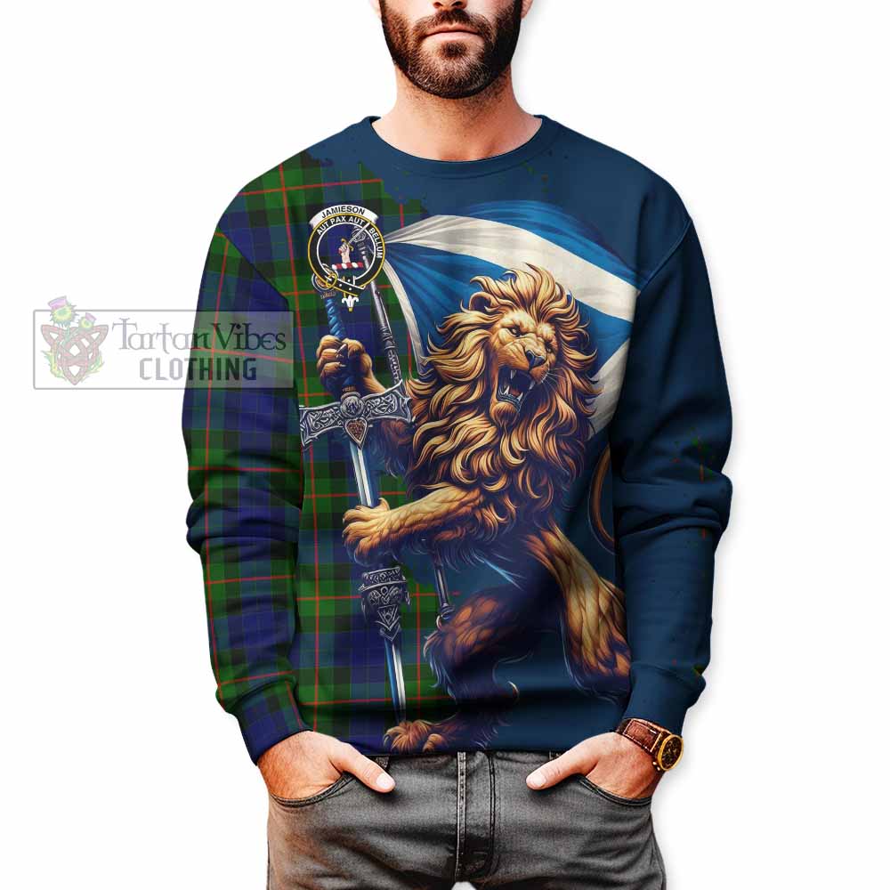Jamieson Tartan Family Crest Sweatshirt with Scottish Majestic Lion - Tartan Vibes Clothing