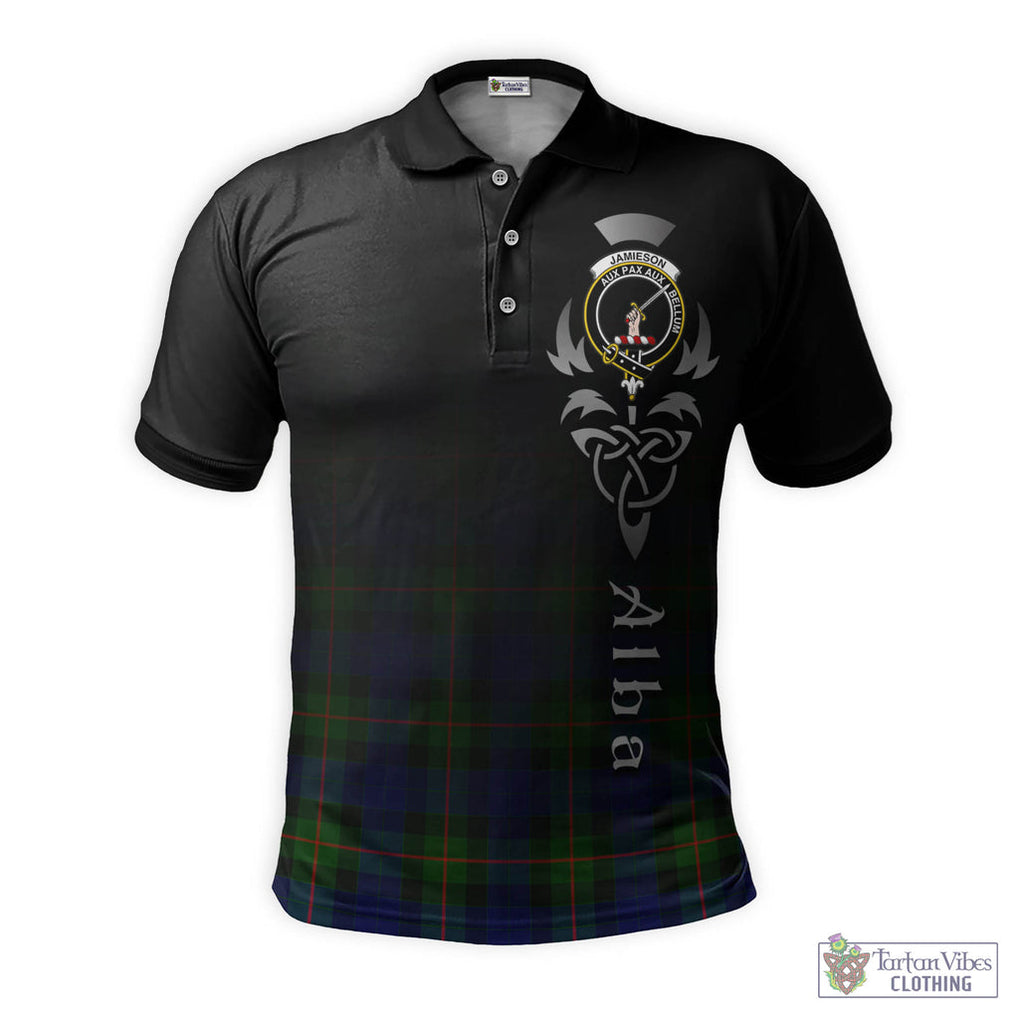 Tartan Vibes Clothing Jamieson Tartan Polo Shirt Featuring Alba Gu Brath Family Crest Celtic Inspired