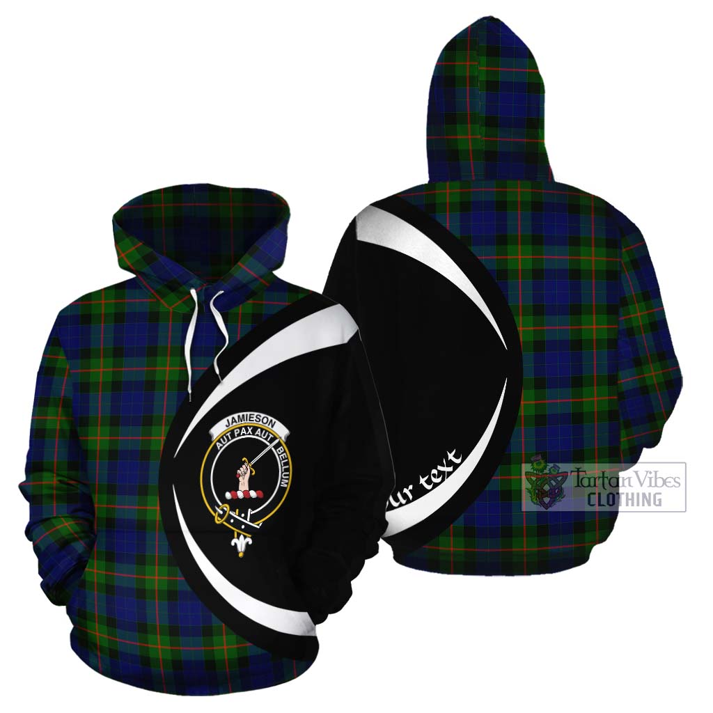 Jamieson Tartan Cotton Hoodie with Family Crest Circle Style Zip Hoodie - Tartan Vibes Clothing