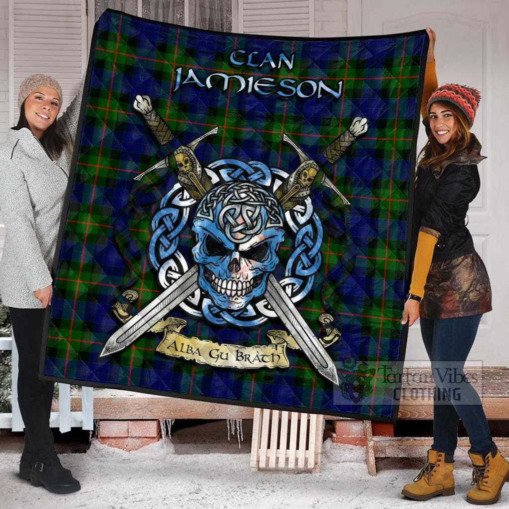 Jamieson Tartan Quilt with Celtic Skull Alba Gu Brath Style - Tartan Vibes Clothing