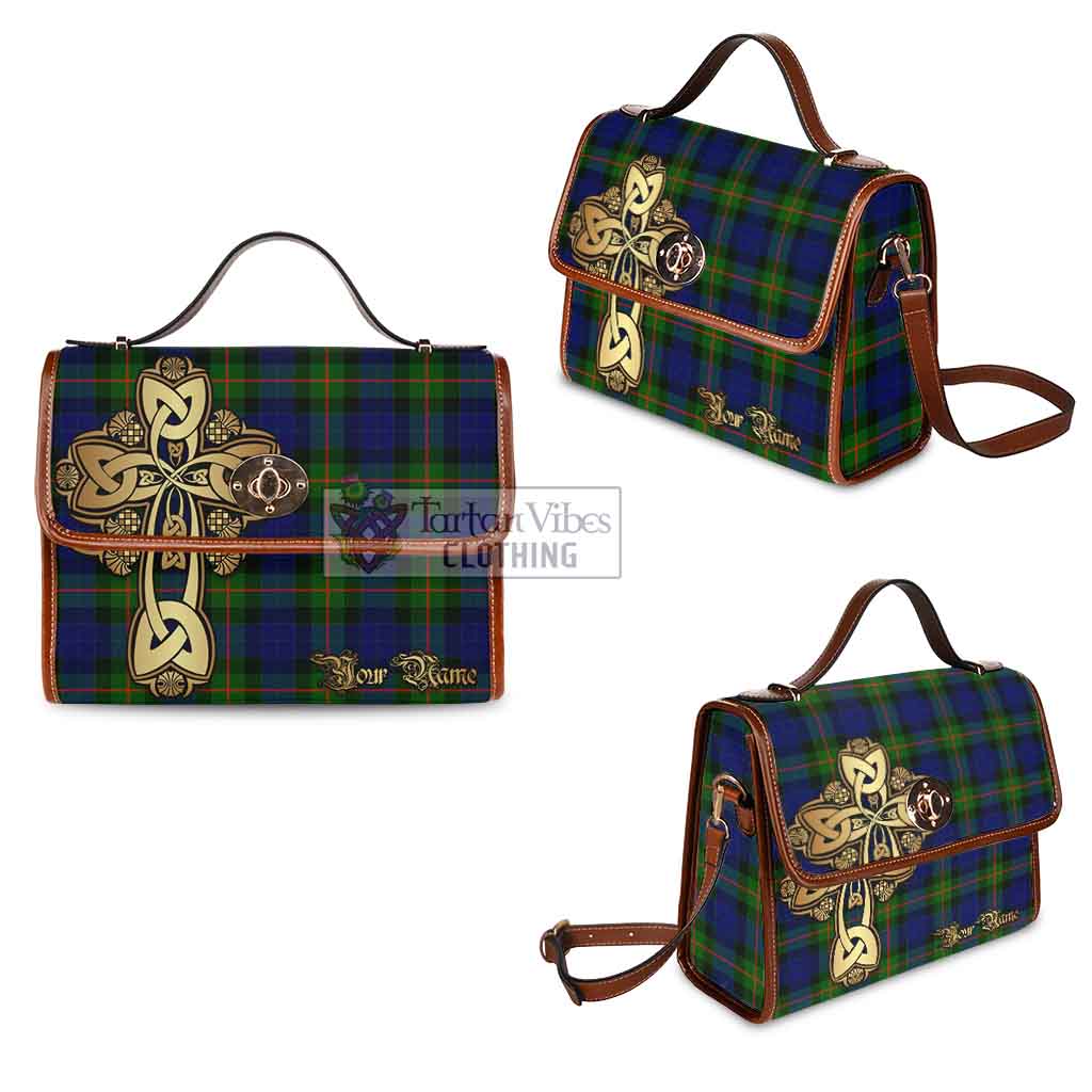 Tartan Vibes Clothing Jamieson Tartan Waterproof Canvas Bag Golden Thistle Celtic Cross Style