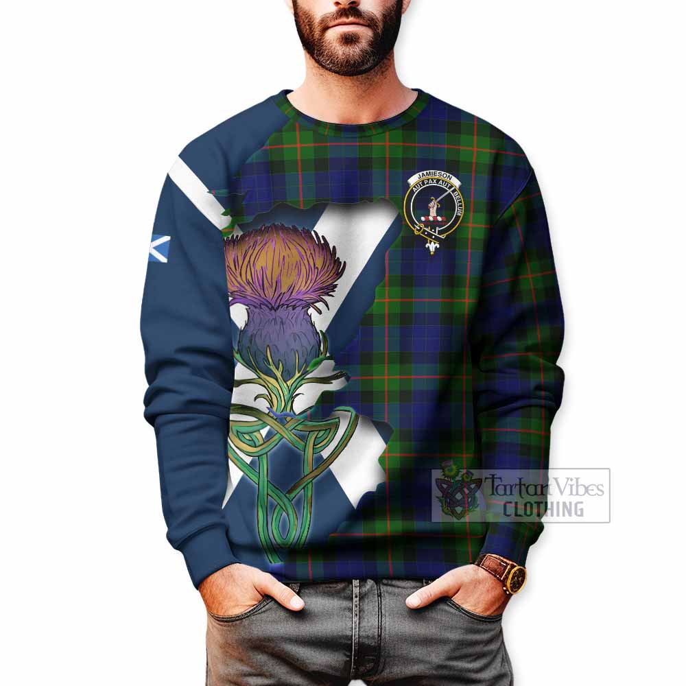 Jamieson Tartan Family Crest Sweatshirt Scottish Thistle Celtic Inspired - Tartan Vibes Clothing