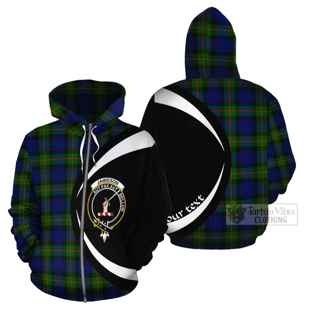 Jamieson Tartan Cotton Hoodie with Family Crest Circle Style - Tartan Vibes Clothing