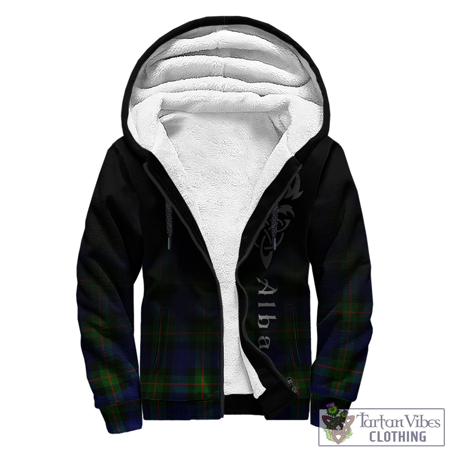 Jamieson Tartan Sherpa Hoodie Featuring Alba Gu Brath Family Crest Celtic Inspired - Tartan Vibes Clothing