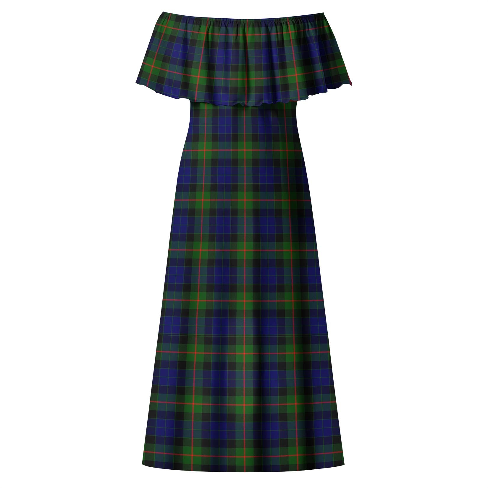 Jamieson Tartan Off Shoulder Long Dress - Tartan Vibes Clothing