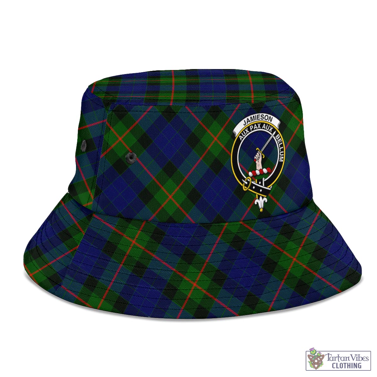 Tartan Vibes Clothing Jamieson Tartan Bucket Hat with Family Crest
