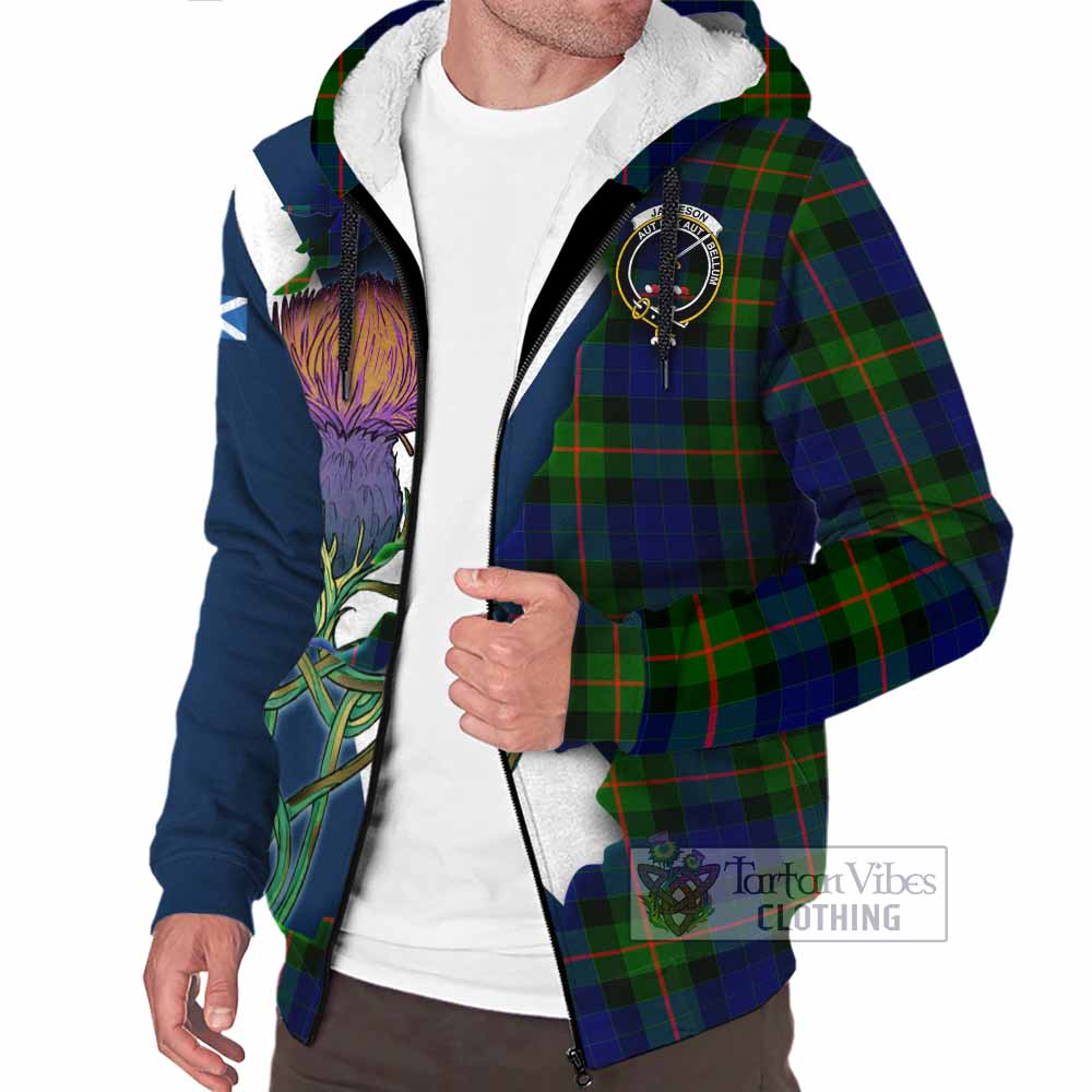 Jamieson Tartan Family Crest Sherpa Hoodie Scottish Thistle Celtic Inspired - Tartan Vibes Clothing