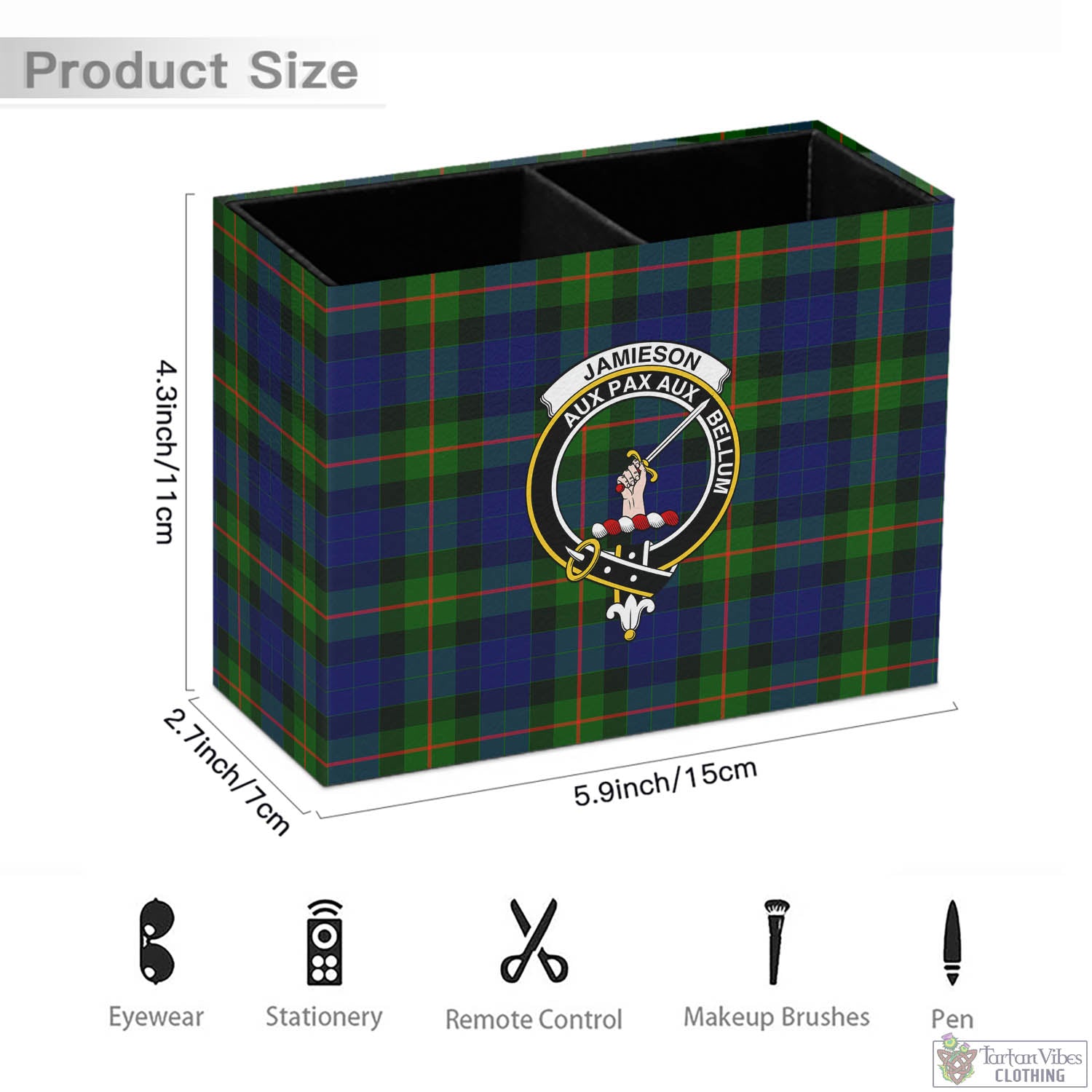 Jamieson Tartan Pen Holder with Family Crest - Tartan Vibes Clothing