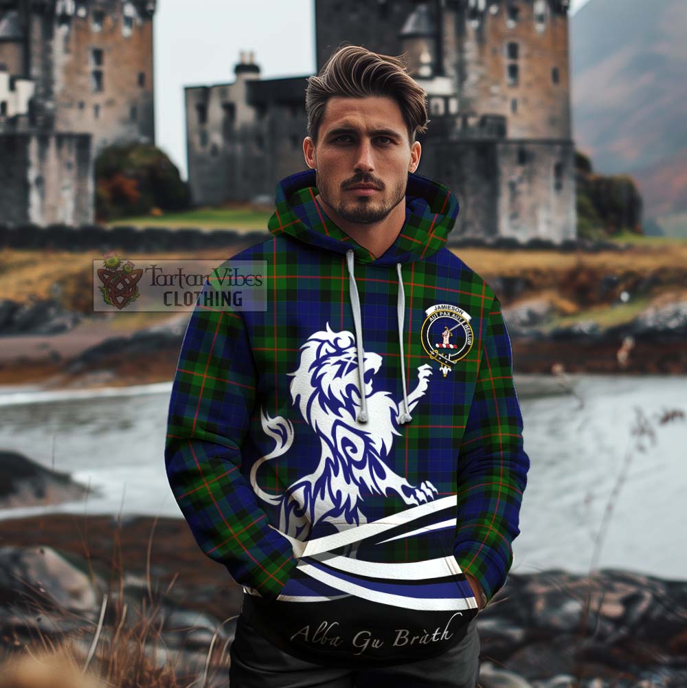 Jamieson Tartan Cotton Hoodie with Alba Gu Brath Regal Lion Emblem - Tartan Vibes Clothing