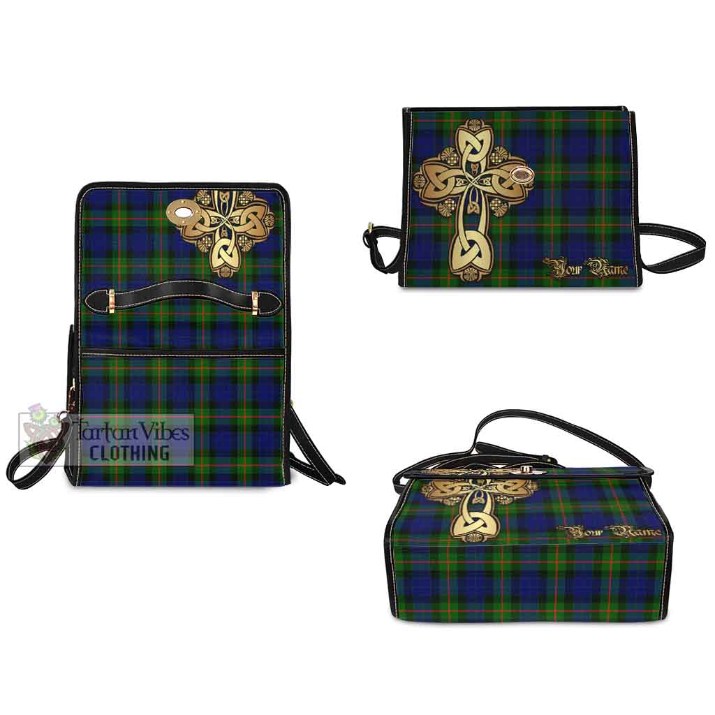 Tartan Vibes Clothing Jamieson Tartan Waterproof Canvas Bag Golden Thistle Celtic Cross Style