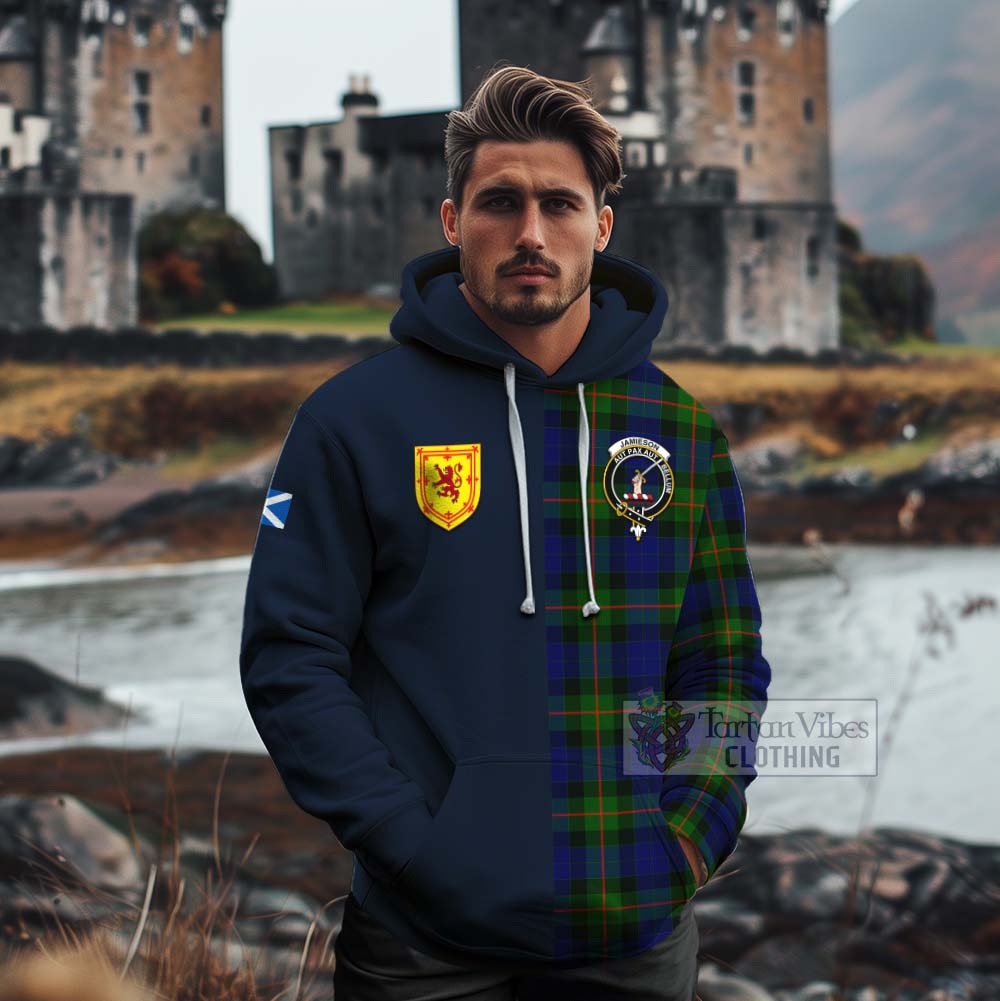 Jamieson Tartan Cotton Hoodie Alba with Scottish Lion Royal Arm Half Style - Tartan Vibes Clothing
