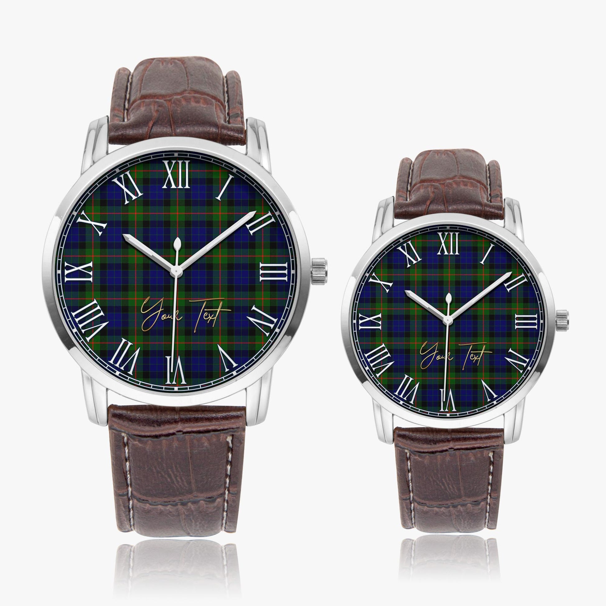 Jamieson Tartan Personalized Your Text Leather Trap Quartz Watch - Tartan Vibes Clothing