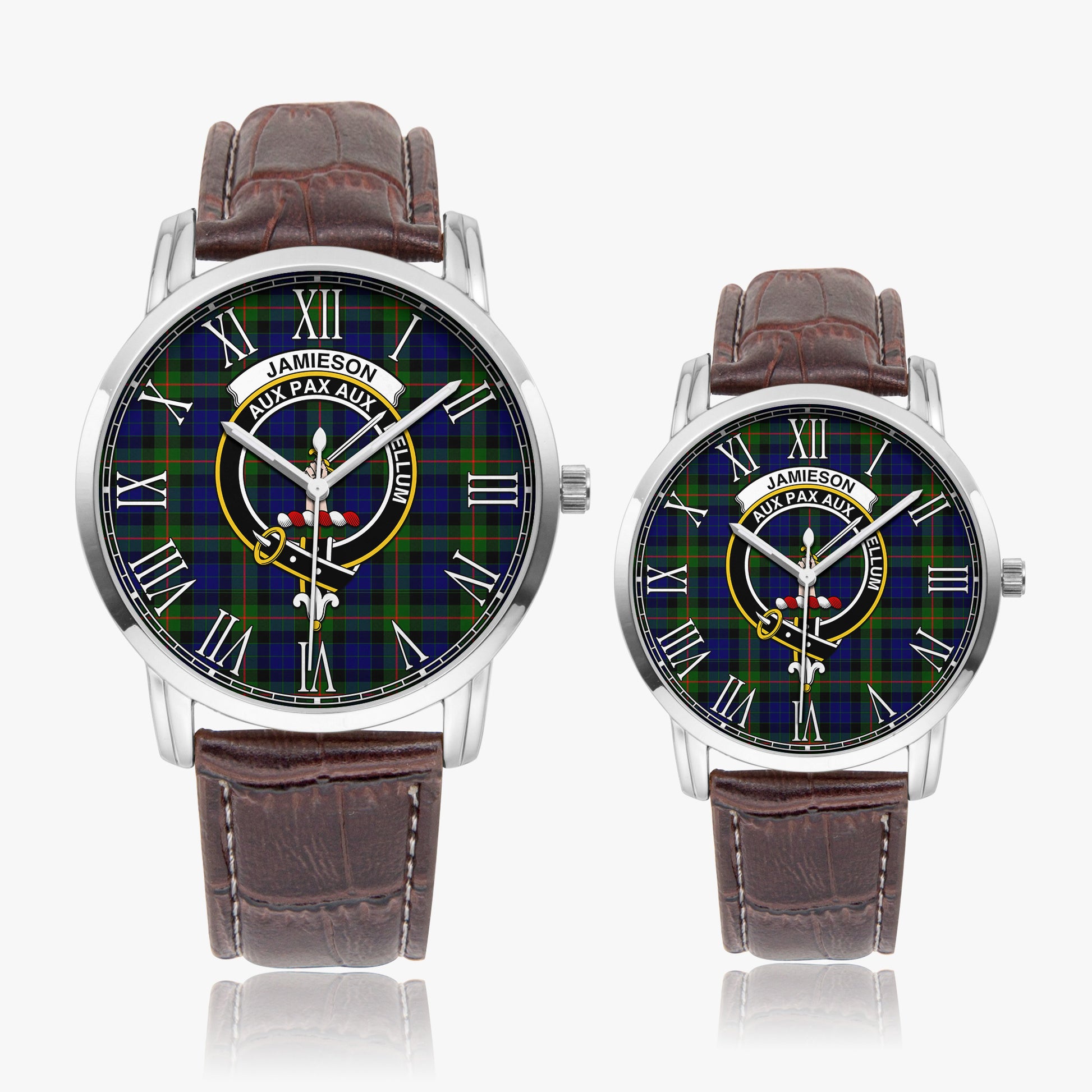 Jamieson Tartan Family Crest Leather Strap Quartz Watch - Tartan Vibes Clothing