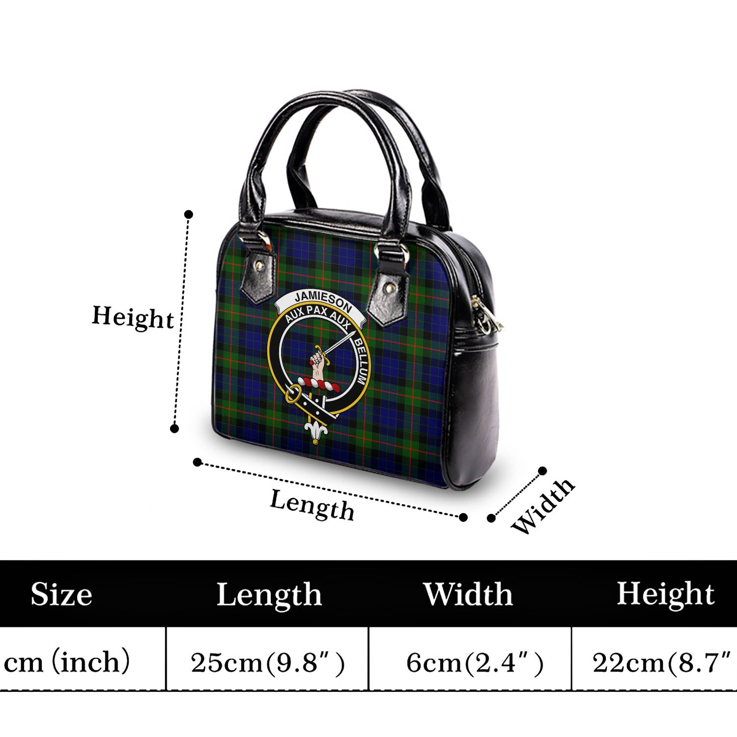 Jamieson Tartan Shoulder Handbags with Family Crest - Tartan Vibes Clothing
