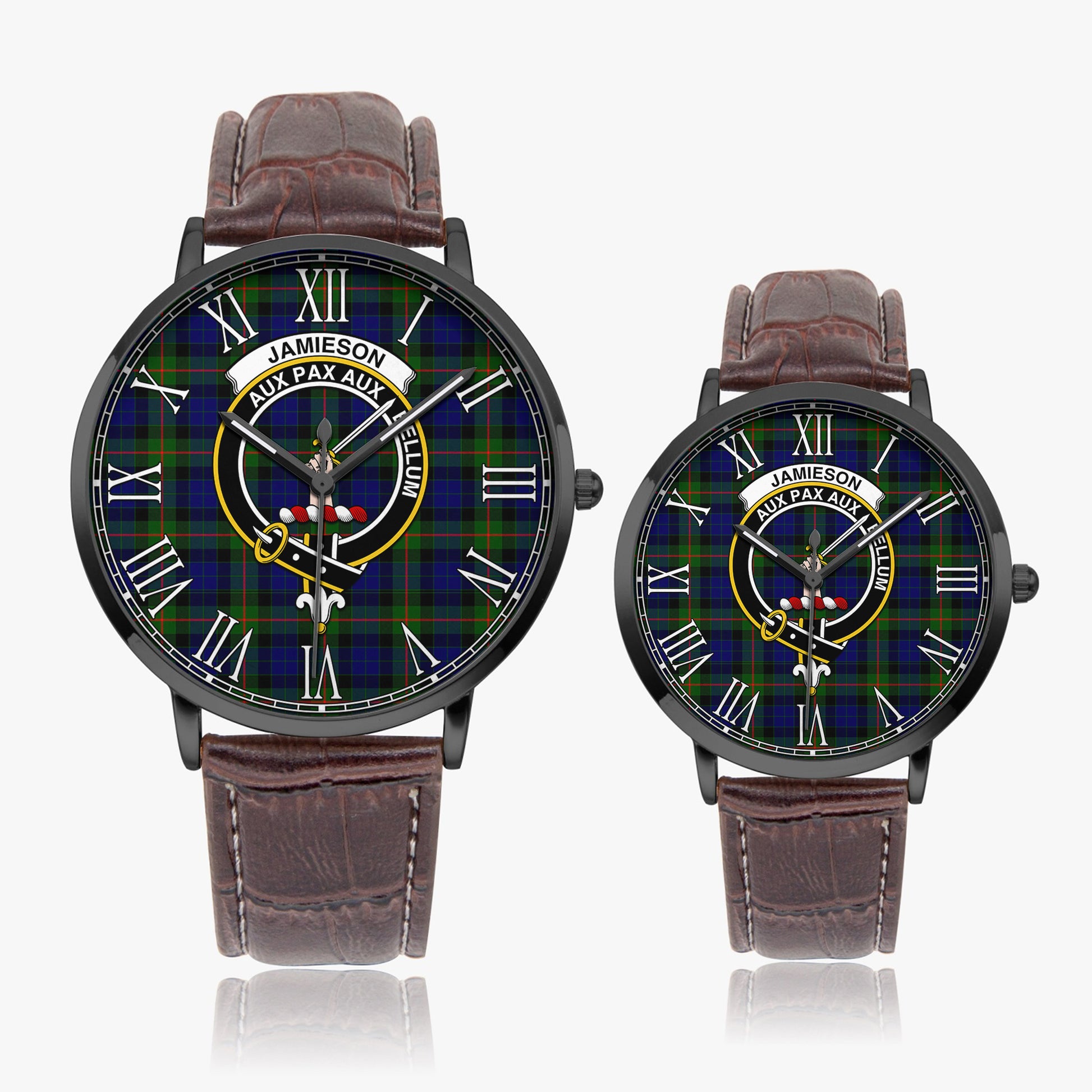 Jamieson Tartan Family Crest Leather Strap Quartz Watch - Tartan Vibes Clothing