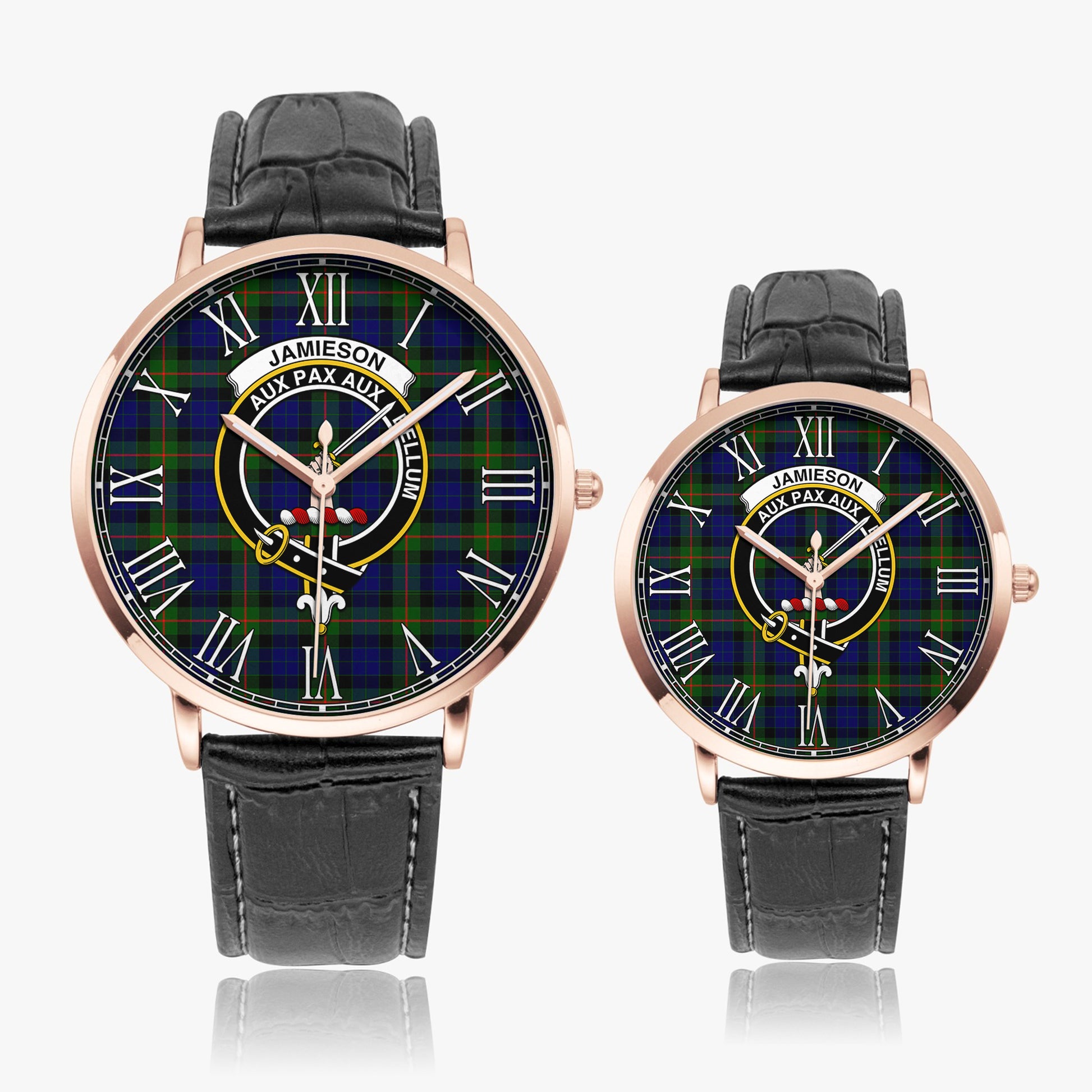 Jamieson Tartan Family Crest Leather Strap Quartz Watch - Tartan Vibes Clothing