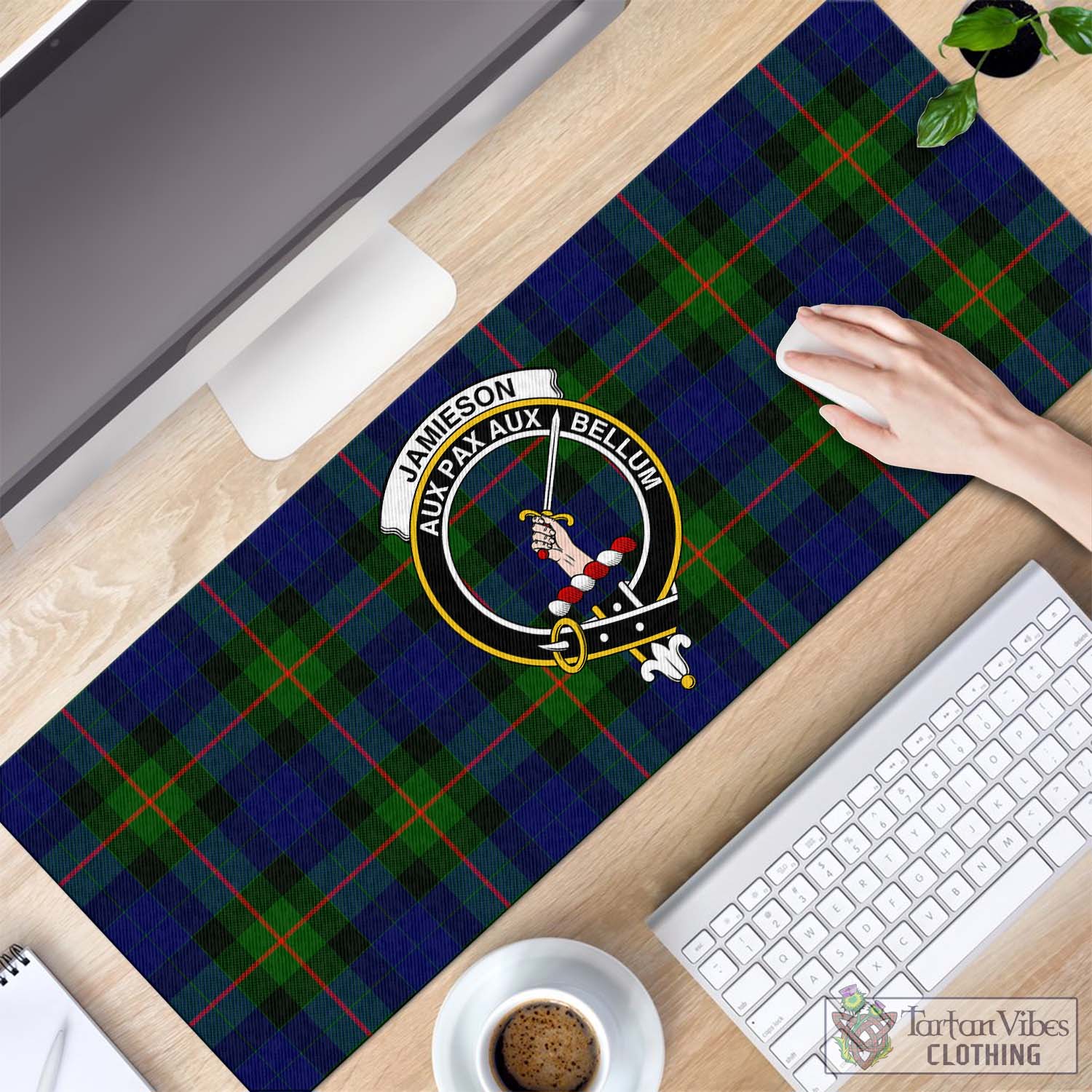 Tartan Vibes Clothing Jamieson Tartan Mouse Pad with Family Crest