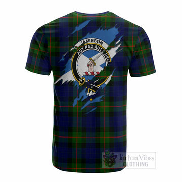Jamieson Clan Crest In Me Tartan Cotton T-shirt Scotland Flag Style