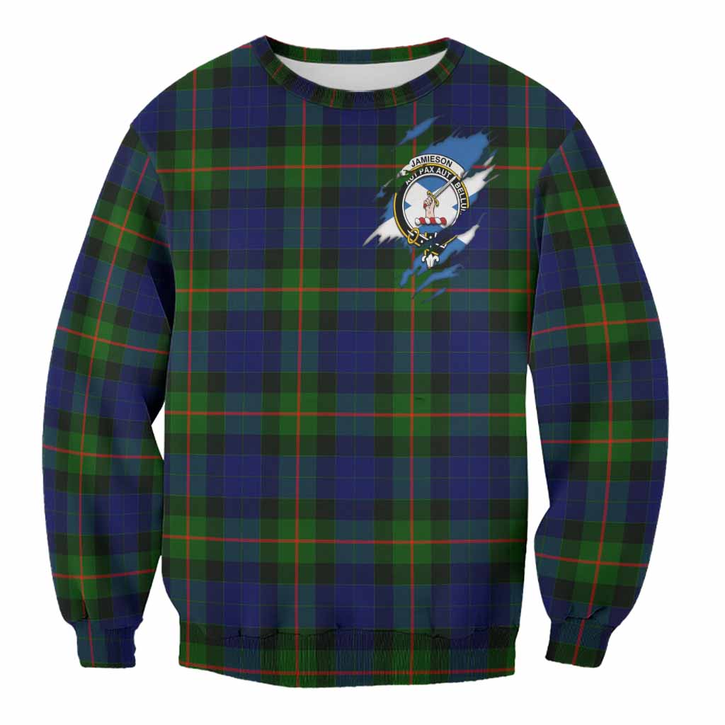Jamieson Clan Crest In Me Tartan Sweatshirt Scotland Flag Style