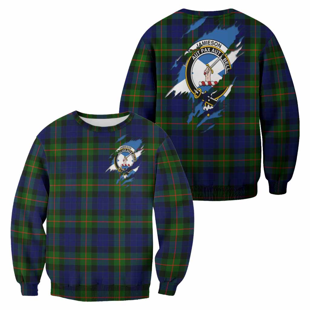 Jamieson Clan Crest In Me Tartan Sweatshirt Scotland Flag Style
