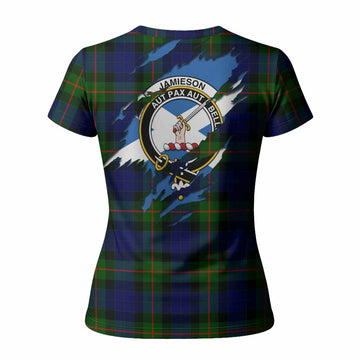 Jamieson Clan Crest In Me Tartan Women T shirt Scotland Flag Style