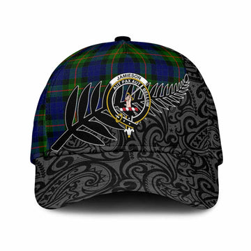 Jamieson Crest Tartan Classic Cap with New Zealand Silver Fern Half Style