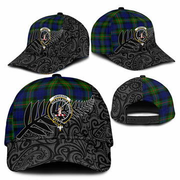Jamieson Crest Tartan Classic Cap with New Zealand Silver Fern Half Style