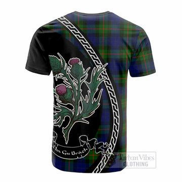 Jamieson Family Crest Tartan Cotton T-shirt Alba Thistle Inspired