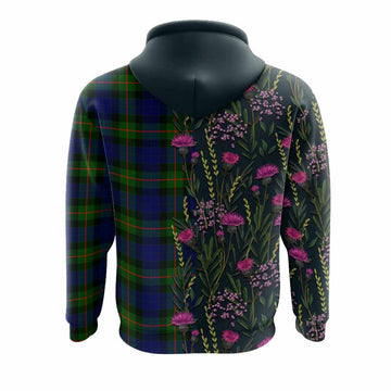 Jamieson Family Crest Tartan Hoodie Scottish Thistle Flower Pattern Half Style - Tartan Vibes Clothing