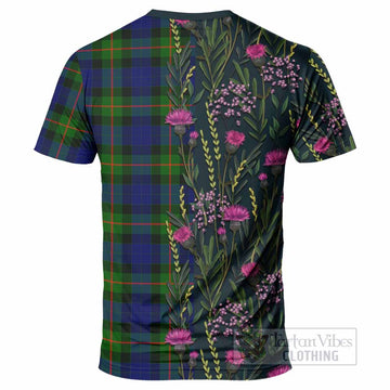 Jamieson Family Crest Tartan T-Shirt Scottish Thistle Flower Pattern Half Style