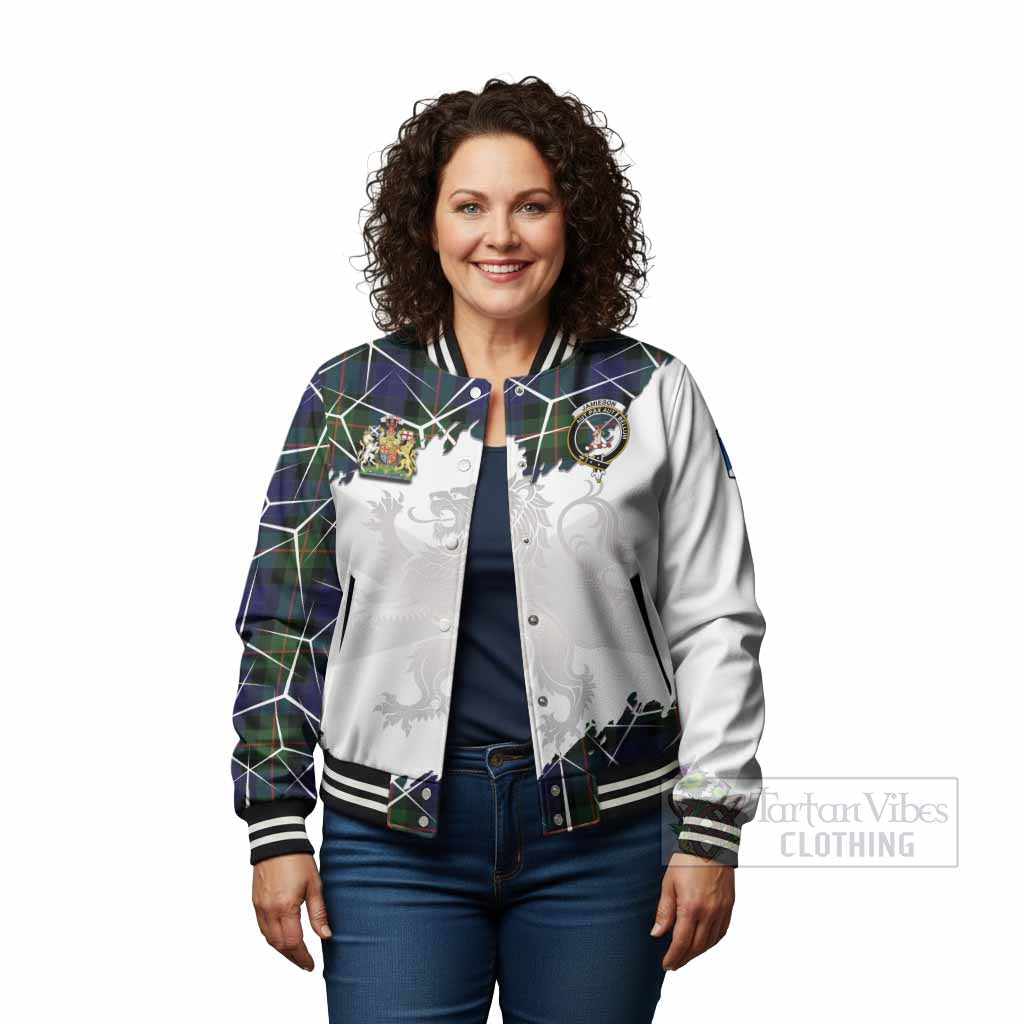 Jamieson Tartan Baseball Jacket with Family Crest and Lion Rampant Grunge Style