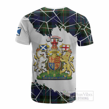 Jamieson Tartan Cotton T-shirt with Family Crest and Lion Rampant Grunge Style