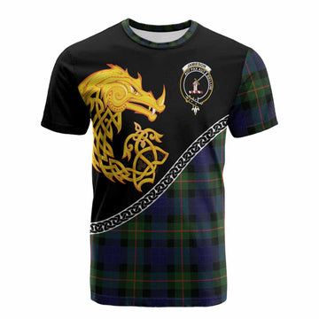 Jamieson Tartan Crest Cotton T-shirt Legendary Dragon Knot Half Style