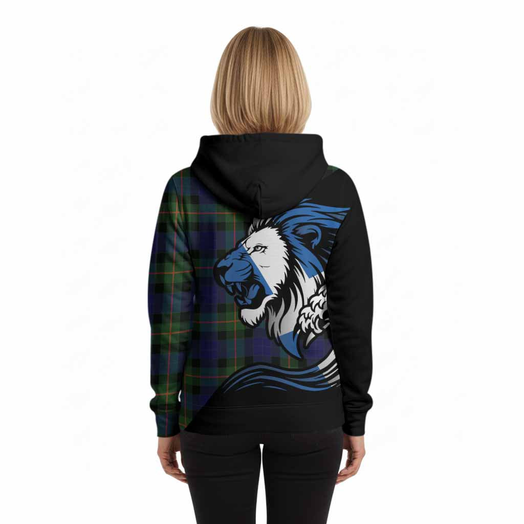 Jamieson Tartan Crest Hoodie Scottish Golden Lions Wave Flow