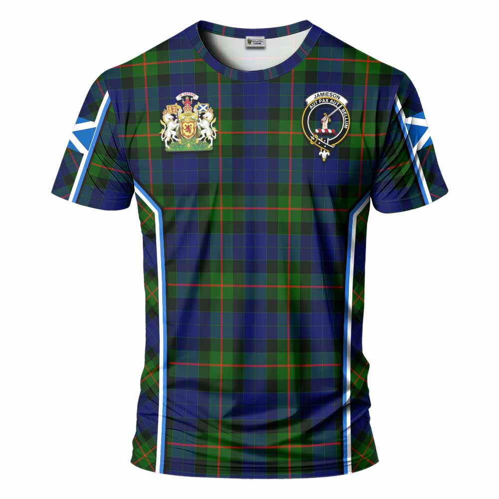 Jamieson Tartan Crest T-shirt Scotland Coat of Arm Flag Style - Tartan Vibes Clothing