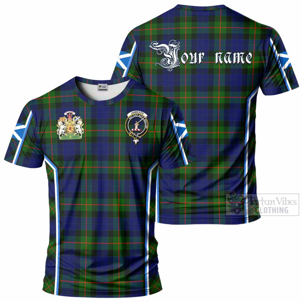 Jamieson Tartan Crest T-shirt Scotland Coat of Arm Flag Style - Tartan Vibes Clothing