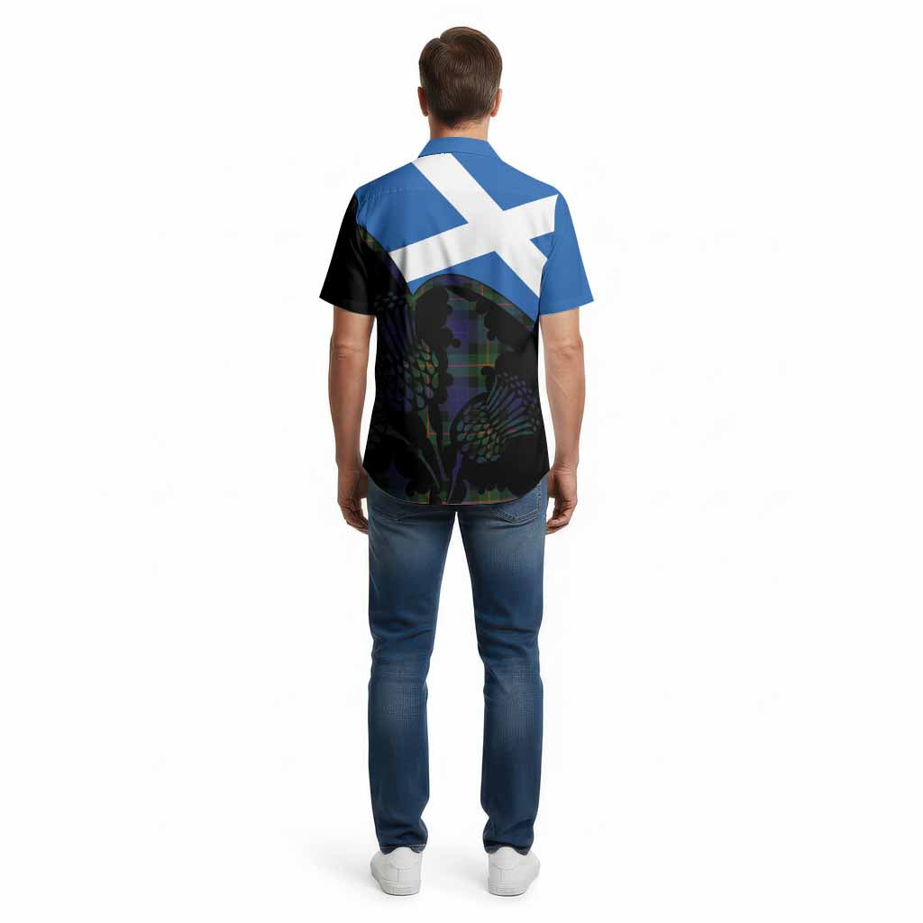 Jamieson Tartan Family Crest Cotton Hawaiian Shirt Scotland Thistle Floral Flag Style