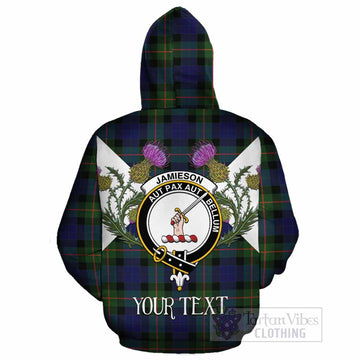 Jamieson Tartan Family Crest Cotton Hoodie Scottish Burns Night Thistle Floral