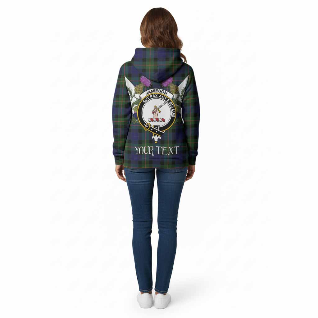 Jamieson Tartan Family Crest Cotton Hoodie Scottish Burns Night Thistle Floral