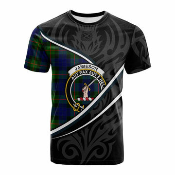 Jamieson Tartan Family Crest Cotton T-shirt Celtic Scottish Thistle Floral