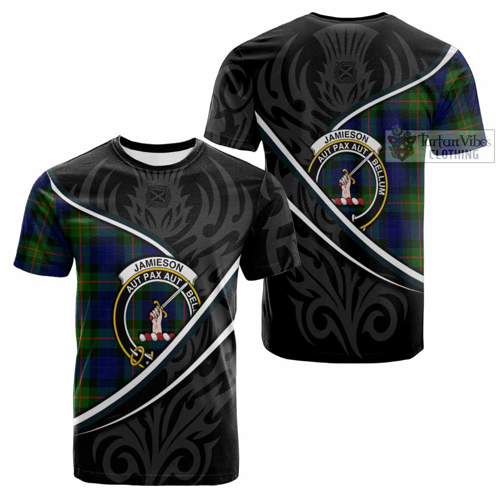 Jamieson Tartan Family Crest Cotton T-shirt Celtic Scottish Thistle Floral - Tartan Vibes Clothing