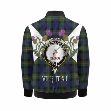 Jamieson Tartan Family Crest Kid Bomber Jacket Scottish Burns Night Thistle Floral